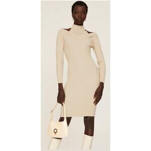 Area Stars Cream Knit Cutout Dress S